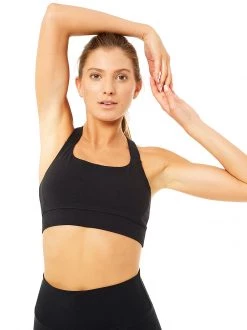 Mandala All Tops Cross Back Bra (Black), GOTS