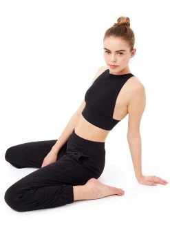 Mandala Ribbed Bralette (Black), GOTS