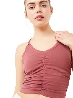 Mandala Cable Yoga Bra (Mayan Red), GOTS