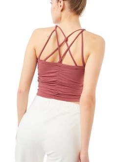 Mandala Cable Yoga Bra (Mayan Red), GOTS