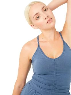 Mandala Cable Yoga Bra (Blu Stone), GOTS