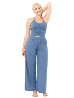 Mandala Cable Yoga Bra (Blu Stone), GOTS