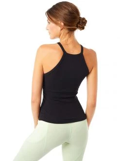 Mandala All Tops Ribbed Halterneck (Black), GOTS