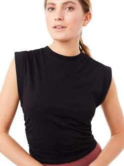 Mandala Balance Shoulder Tee (Black), GOTS