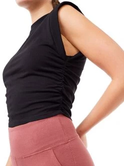 Mandala Balance Shoulder Tee (Black), GOTS