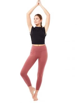 Mandala Cropped Pocket Tights (Mayan Red), GOTS All Pants